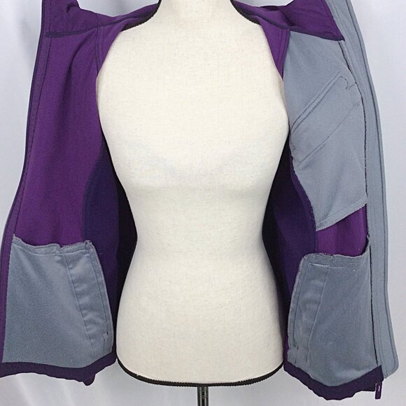 Free Tech Jacket Womens Size Medium 8/10 Purple Hooded Full Zip Fleece Lined - Picture 7 of 11